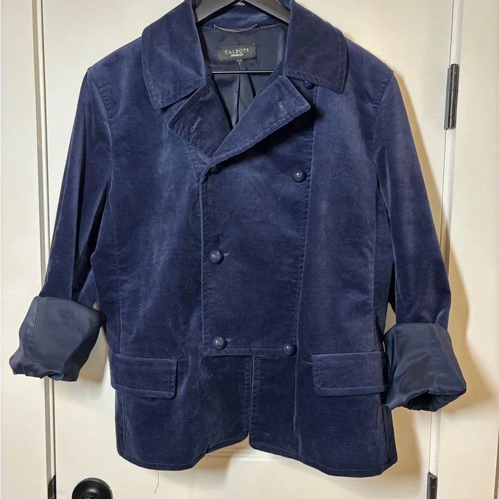 Talbots Blue Velvet Blazer - size 8 - Picture 2 of 5